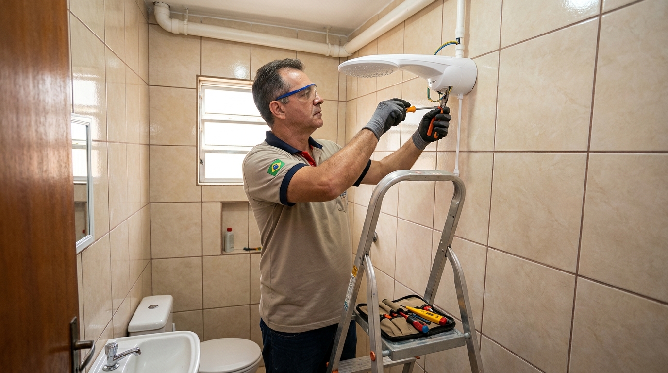 Substituição de Chuveiro Antigo em São José do Rio Preto‑SP